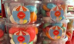 Containers of freeze-dried candy