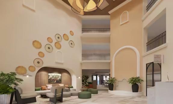 Comfy couches and chairs fill the lobby area