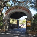 The entrance to the Fountain of Youth through an arched sign