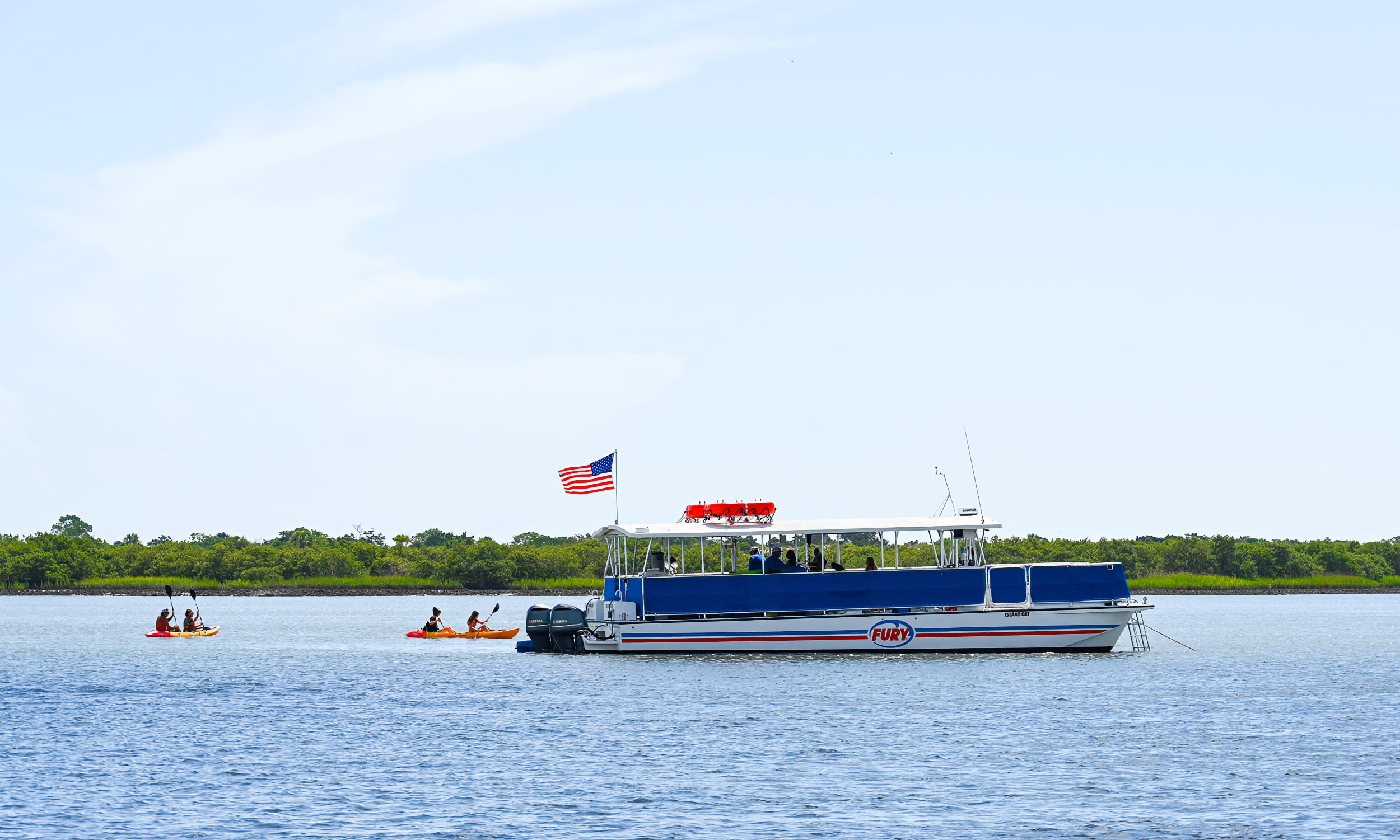 Fury St. Augustine's 45 foot catamaran during a wildlife adventure tour