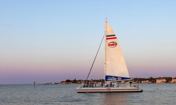 Fury St. Augustine catamarin in the sunset