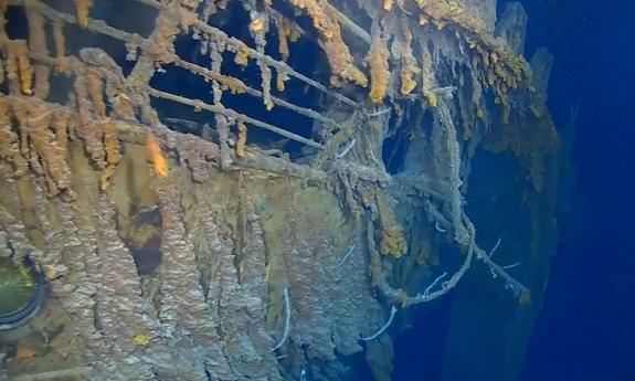 Rusticles on the Titanic, taken by Eyos Expeditions. learn more at the St. Augustine Shipwreck Museum and Gallery.