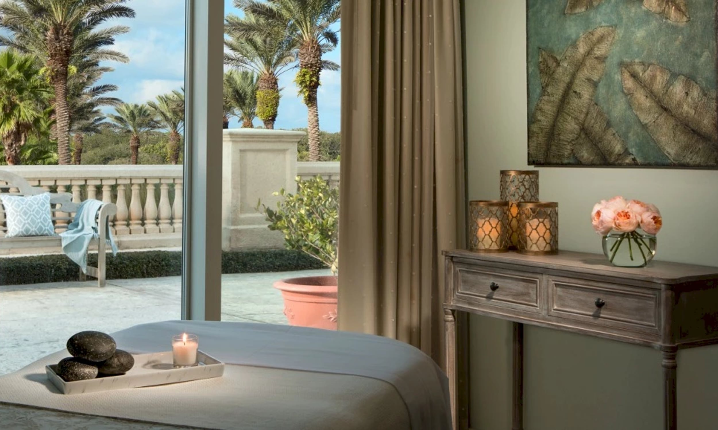 Spa table and massage stones at Hammock Beach Golf Resort and Spa